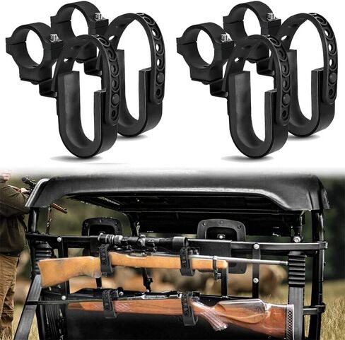 حامل مسدس UTV، DING.PAI 4 قطع حامل مسدس UTV ورف بندقية مجرفة جبل القوس ورفوف المرافق تناسب شريط لف دائري مقاس 1-2 بوصة متوافق مع Polaris RZR Ranger Can AM Kawasaki Snowmobile (4) in Kuwait