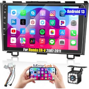 Roinvou Android Car Radio for Honda CR-V 2007-2011, 9" Touchscreen in-Dash GPS Navigation with Mirror Link Bluetooth WiFi FM RDS Radio Backup Camera