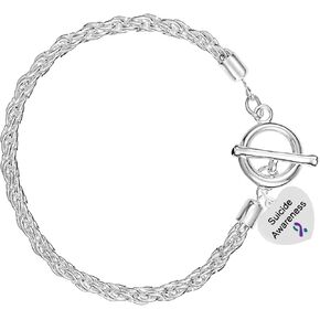 Fundraising For A Cause Suicide Awareness Teal & Purple Rope Bracelet - Purple and Teal Ribbon Bracelet for Suicide Awareness - Perfect for Support Groups and Gift-Giving, Events and Fundraising