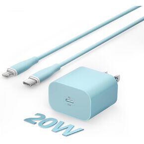 شاحن iPhone 2 حزمة محول PD USB C بقدرة 20 وات وكابل USB C بطول 6 أقدام إلى Lightning شاحن iPhone شحن سريع متوافق مع iPhone 14 13 12 11 Pro Max XR XS X i Pad المزيد in Kuwait