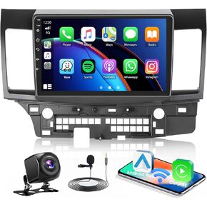 8 Core 4+64GB for 2008-2017 Mitsubishi Lancer Android Radio Dash Kit, 10.1'' Touch Screen Car Stereo with Wireless Carplay Android Auto, GPS/WiFi/32EQ DSP/Bluetooth 5.0/SWC/Mic Backup Cam