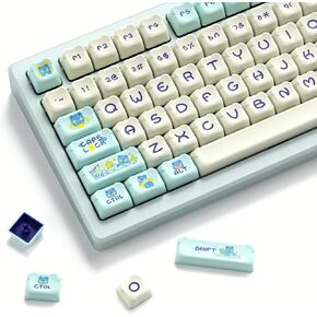 Womier Keycaps 60 Percent, Cute Bear Creamy Keycaps, Black and White Key Cap 122 Keys Custom Keyboard Keycaps Set for 60 65 75 100 Percent Cherry Gateron MX Switches Mechanical Keyboard