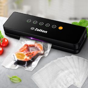 Vacuum Sealer Automatic Air Sealing Food Vacuum Sealer Machine for Dry and Moist Food, Includes 10 Sealer Bags for Food, 14.9*7.2*3.5, Silver
