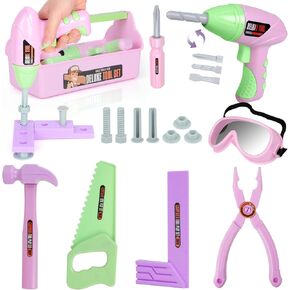 Toddler Boys Toys STEM Toys Kids Toys,Kids Tool Set with Play Drill and Toolbox,Brown House,Goggles,Toys Tools for Toddler Boys Girls 3 4 5 6 7 Years Old,Kids Love Gifts