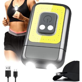 800Lumens Running Light, 5 Lighting Modes Headlamp Lightweight Clip On Light with COB Red/Green Light Night Vision, LED Safety Light Rechargeable for Running Working Camping Hiking and Reading