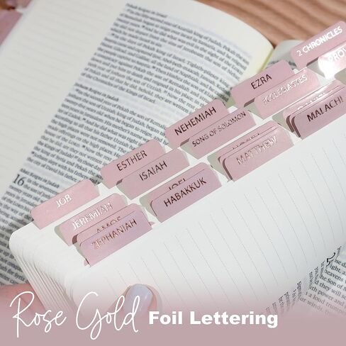 Laminated Bible Tabs for Women, Bible Study, Gold Foil Indexing Labels, Bible Journaling, Durable, New and Old Testament, Christian, Catholic, Apocrypha, 90 Tabs - Let Him Shine in Saudi Arabia