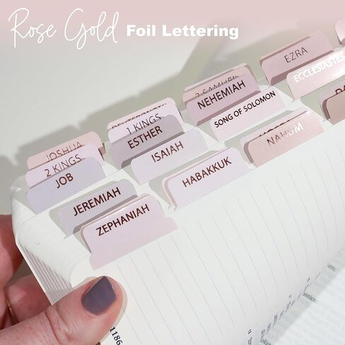 Laminated Bible Tabs for Women, Bible Study, Gold Foil Indexing Labels, Bible Journaling, Durable, New and Old Testament, Christian, Catholic, Apocrypha, 90 Tabs - Let Him Shine in Kuwait