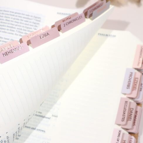 Laminated Bible Tabs for Women, Bible Study, Gold Foil Indexing Labels, Bible Journaling, Durable, New and Old Testament, Christian, Catholic, Apocrypha, 90 Tabs - Let Him Shine in Kuwait