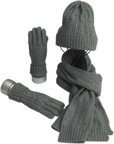 Winter Hat Scarf Gloves Set for Women Knitted Beanies Hat Warm Scarf Cold Weather Thermal Gloves 3 in 1 Set… in Saudi Arabia