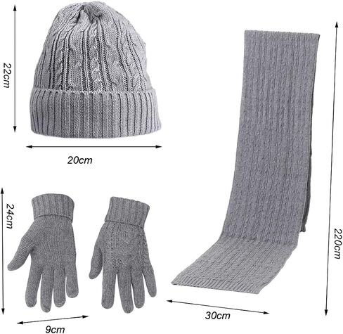Winter Hat Scarf Gloves Set for Women Knitted Beanies Hat Warm Scarf Cold Weather Thermal Gloves 3 in 1 Set… in Saudi Arabia