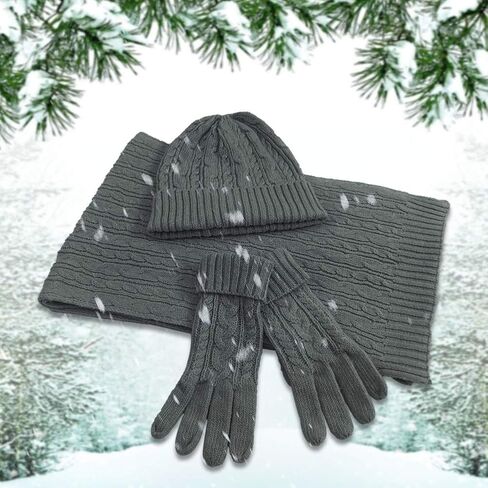 Winter Hat Scarf Gloves Set for Women Knitted Beanies Hat Warm Scarf Cold Weather Thermal Gloves 3 in 1 Set… in Saudi Arabia