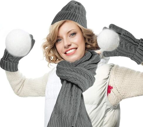 Winter Hat Scarf Gloves Set for Women Knitted Beanies Hat Warm Scarf Cold Weather Thermal Gloves 3 in 1 Set… in Saudi Arabia