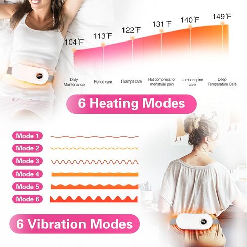 Portable Cordless Heating Pad, Heating Pad for Period Cramps with 6 Heating Levels and 6 Massage Modes, Menstrual Heating Pad with 3 Timer Auto Off Setting in Saudi Arabia