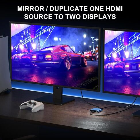 HDMI Splitter 1 in 2 Out 4K 60Hz 4:4:4, AVIDGRAM HDMI 2 Port Splitter with Copy, Downscaler, and Auto Mode for Dual Identical Display, Compatible with Xbox, PS4 Pro, PS5 (Gray) in Saudi Arabia