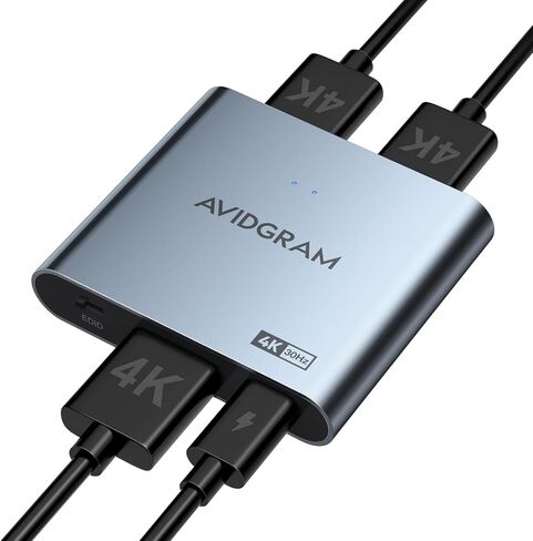 HDMI Splitter 1 in 2 Out 4K 60Hz 4:4:4, AVIDGRAM HDMI 2 Port Splitter with Copy, Downscaler, and Auto Mode for Dual Identical Display, Compatible with Xbox, PS4 Pro, PS5 (Gray) in Saudi Arabia