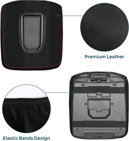 Center Console Cover Compatible with 2019-2023 Chevy Silverado GMC Sierra Jump Seat Console Leather Armrest Cover, Interior Center Console Cover Anti-Scratch Leather Armrest Deco (Black Stitches) in Saudi Arabia