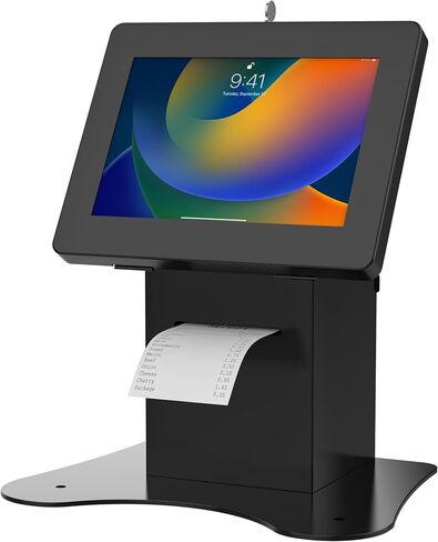 Locking Kiosk & Enclosure – Premium Locking Floor Stand Kiosk with Universal Security Enclosure - Storage and Cable Management for Retail POS - Ordering Screens & More - Black (PAD-PARAFPE) in Kuwait