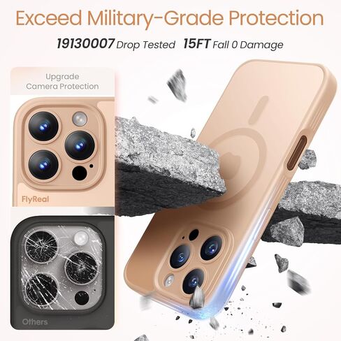 حافظة FlyReal مصممة لهاتف iPhone 16 Pro، متوافقة مع Magsafe، رفيعة غير لامعة مطورة [حماية كاملة للكاميرا] [حماية من الدرجة العسكرية 15FT] مع واقيين للشاشة، 2024 - أسود in Kuwait