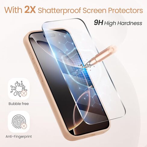 حافظة FlyReal مصممة لهاتف iPhone 16 Pro، متوافقة مع Magsafe، رفيعة غير لامعة مطورة [حماية كاملة للكاميرا] [حماية من الدرجة العسكرية 15FT] مع واقيين للشاشة، 2024 - أسود in Kuwait