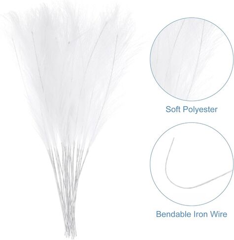 uxcell 25pcs Faux Pampas Grass 21 Inch Artificial Fake Dried Pampas Grass Decor for Floor Vase Filler, Wedding Decoration, Home Decoration, Bright Blue in Kuwait