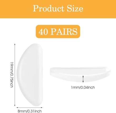 20 Pairs Eyeglasses Nose Pads, Anti-Slip Adhesive Contoured Silicone Clear Glasses Replacement Nosepads for Glasses Sunglasses Eye Wear (Transparent, 1mm Ultra-Thin) in Saudi Arabia