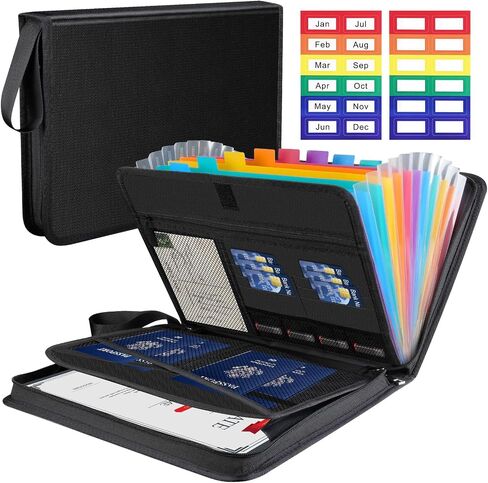 Fireproof File Folder Organizer 13 Pocket Important Document Organizer Binder Folio,Expanding Accordion File Storage Bag for Business and Family with Multi-Pockets & Labels Filing A4 Paper in Saudi Arabia