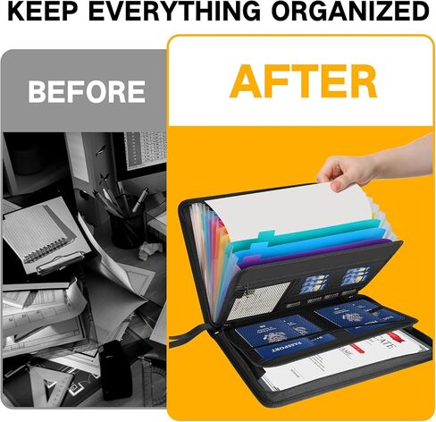 Fireproof File Folder Organizer 13 Pocket Important Document Organizer Binder Folio,Expanding Accordion File Storage Bag for Business and Family with Multi-Pockets & Labels Filing A4 Paper in Saudi Arabia