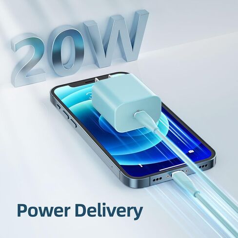 شاحن iPhone 2 حزمة محول PD USB C بقدرة 20 وات وكابل USB C بطول 6 أقدام إلى Lightning شاحن iPhone شحن سريع متوافق مع iPhone 14 13 12 11 Pro Max XR XS X i Pad المزيد in Kuwait