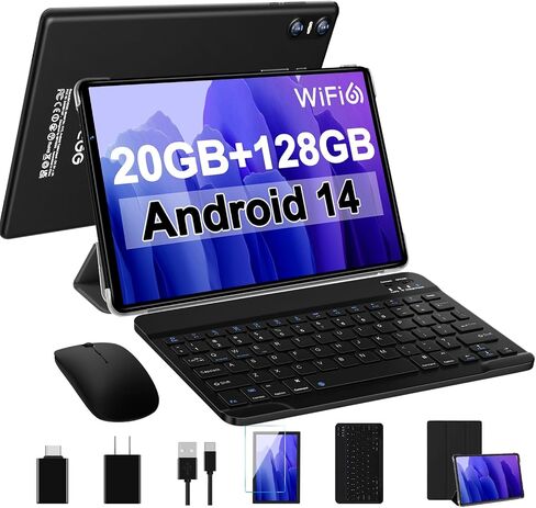 Android 14 Tablet Newest 10.1 inch Tablets,20GB RAM 128GB ROM 1TB Expand,Octa-Core Processor,Dual Camera,WiFi 6,GPS,Bluetooth 5.0,6000mAh Long Battery Life with Keyboard/Mouse-Grey in Saudi Arabia