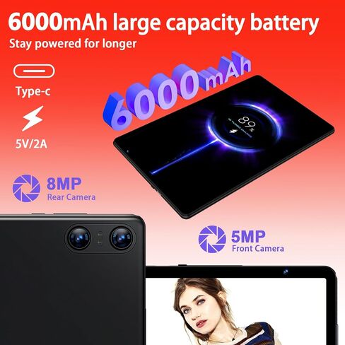 Android 14 Tablet Newest 10.1 inch Tablets,20GB RAM 128GB ROM 1TB Expand,Octa-Core Processor,Dual Camera,WiFi 6,GPS,Bluetooth 5.0,6000mAh Long Battery Life with Keyboard/Mouse-Grey in Saudi Arabia