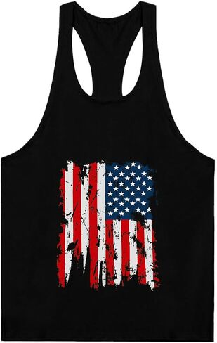 Men's Cotton American Flag Stringer Tank Tops in Kuwait