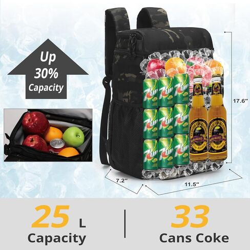 Tactical Backpack Cooler for Men,25L Insulated Lunch Ice Chest for Work | ATRIPACK Insulated Cooler Bag, Portable Soft small lunchbox with cooler Compartment Water Resistant Leakproof for Work Beach in Kuwait
