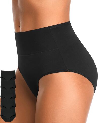 CULAYII High Waisted Underwear Women's Tummy Control Panties Stretch Postpartum Briefs Cotton Full Coverage Underwear Pack in Saudi Arabia