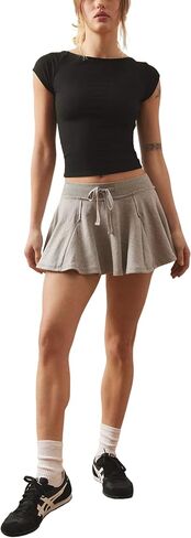 Lentta Women's Summer Mini Skort Cotton Athletic Adjustable Waistband Skirt & Inner Shorts with Pocket in Saudi Arabia