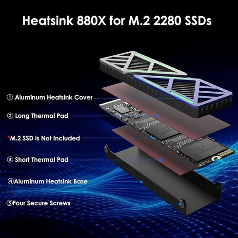 مبدد حرارة WAVLINK NVMe مع وسادات حرارية M.2، مبرد مبدد حرارة SSD 2280 لأجهزة الكمبيوتر/الكمبيوتر المحمول/PS3/PS4/PS5/XBOX، مشتت حرارة M.2 يتضمن وسادات حرارية NVMe 4x1 مم و2x0.5 مم، مبددات حرارة نحاسية 2x1 مم (عبوة من 8 قطع) in Saudi Arabia
