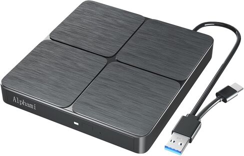 محرك أقراص مضغوطة خارجي، USB 3.0 ونوع C، محرك أقراص DVD خارجي محمول، محرك أقراص DVD رفيع، مشغل قارئ DVD +/-RW لأجهزة Mac، والكمبيوتر الشخصي، والكمبيوتر المحمول، وسطح المكتب، وMacOS، وWindows XP/7/8/10/11 in Kuwait