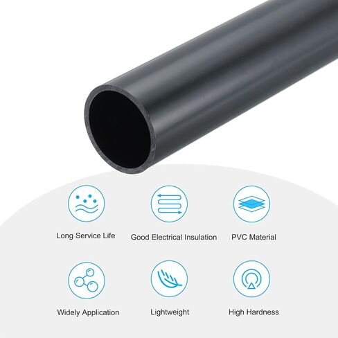 MECCANIXITY PVC Rigid Round Pipe 57mm ID 63mm OD 20cm/8" Length Dark Grey High Impact for Water Pipe, Crafts, Cable Sleeve in Saudi Arabia