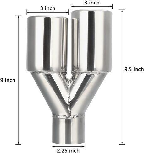 طرف عادم من ألياف الكربون A-KARCK مدخل 3 بوصة إلى مخرج مزدوج 3.5 بوصة، مقاومة لدرجات الحرارة العالية 9.8 بوصة طرف أنبوب عادم طويل من الفولاذ المقاوم للصدأ (غلاف أسود) in Kuwait