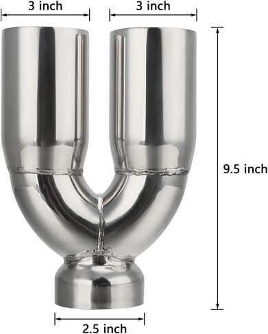 A-KARCK Carbon Fiber Exhaust Tip 3" Inlet to Dual 3.5" Outlet, High Temperature Resistance 9.8" Long Stainless Steel Tailpipe tip (Black Shell) in Kuwait