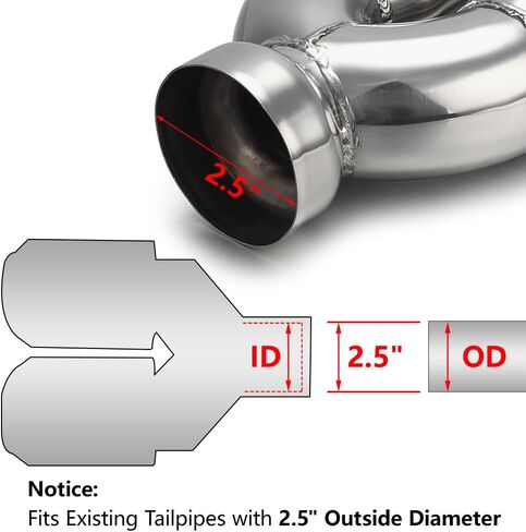 A-KARCK Carbon Fiber Exhaust Tip 3" Inlet to Dual 3.5" Outlet, High Temperature Resistance 9.8" Long Stainless Steel Tailpipe tip (Black Shell) in Kuwait