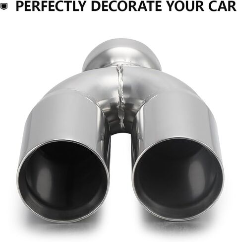 A-KARCK Carbon Fiber Exhaust Tip 3" Inlet to Dual 3.5" Outlet, High Temperature Resistance 9.8" Long Stainless Steel Tailpipe tip (Black Shell) in Kuwait