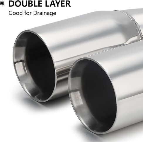 A-KARCK Carbon Fiber Exhaust Tip 3" Inlet to Dual 3.5" Outlet, High Temperature Resistance 9.8" Long Stainless Steel Tailpipe tip (Black Shell) in Kuwait