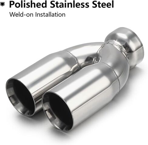 A-KARCK Carbon Fiber Exhaust Tip 3" Inlet to Dual 3.5" Outlet, High Temperature Resistance 9.8" Long Stainless Steel Tailpipe tip (Black Shell) in Kuwait