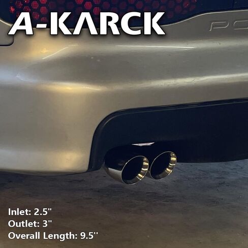 A-KARCK Carbon Fiber Exhaust Tip 3" Inlet to Dual 3.5" Outlet, High Temperature Resistance 9.8" Long Stainless Steel Tailpipe tip (Black Shell) in Kuwait