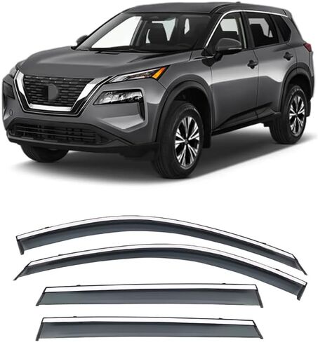 Vesul متوافق مع Nissan Murano 2015-2024 S SV SL شريط بلاتينيوم/مشبك على النافذة عاكس الرياح وواقي المطر وغطاء درع مع زخرفة من الفولاذ المقاوم للصدأ 304 دخان أسود in Kuwait