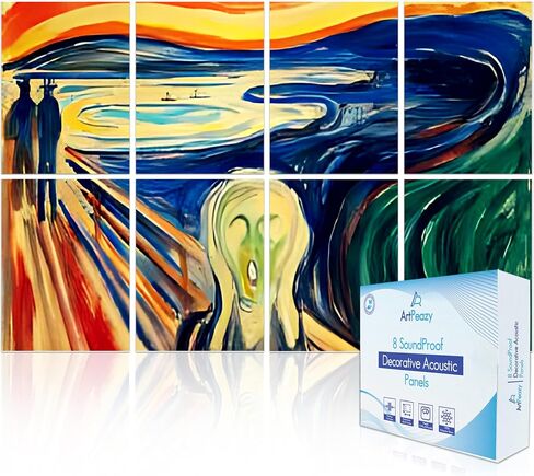 8 ArtPeazy Acoustical Panels (48"x32"x0.45") Soundproof Wall Panels Soft-Adhesive Decorative Sound Absorbing Treatment for Recording Studio Thick High Density Noise Dampening Painted Foam. Cat in Saudi Arabia
