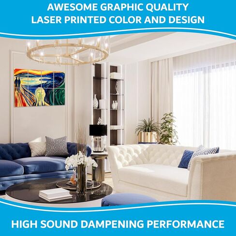 8 ArtPeazy Acoustical Panels (48"x32"x0.45") Soundproof Wall Panels Soft-Adhesive Decorative Sound Absorbing Treatment for Recording Studio Thick High Density Noise Dampening Painted Foam. Cat in Saudi Arabia