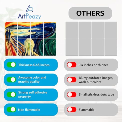 8 ArtPeazy Acoustical Panels (48"x32"x0.45") Soundproof Wall Panels Soft-Adhesive Decorative Sound Absorbing Treatment for Recording Studio Thick High Density Noise Dampening Painted Foam. Cat in Saudi Arabia