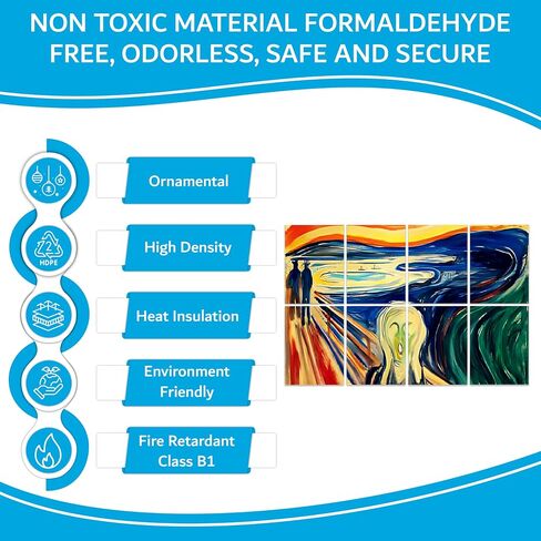 8 ArtPeazy Acoustical Panels (48"x32"x0.45") Soundproof Wall Panels Soft-Adhesive Decorative Sound Absorbing Treatment for Recording Studio Thick High Density Noise Dampening Painted Foam. Cat in Saudi Arabia