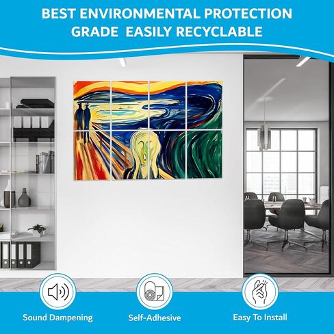 8 ArtPeazy Acoustical Panels (48"x32"x0.45") Soundproof Wall Panels Soft-Adhesive Decorative Sound Absorbing Treatment for Recording Studio Thick High Density Noise Dampening Painted Foam. Cat in Saudi Arabia